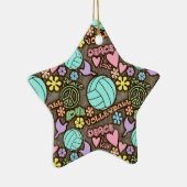 平和、愛、バレーボール セラミックオーナメント (右)