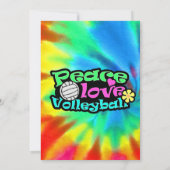 平和、愛、バレーボール、レトロ 招待状 (裏面)