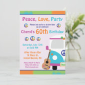 平和、愛、パーティーヒッピー絞り染め誕生日パーティー 招待状 (スタンド正面)