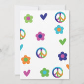 平和、愛、パーティーヒッピー絞り染め誕生日パーティー 招待状 (裏面)