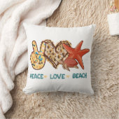 平和、愛、ビーチ |夏の雰囲気 |ヴィンテージ クッション (ブランケット)
