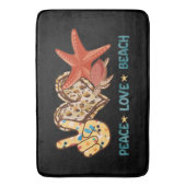 平和、愛、ビーチ | 手平和，ハート，亀 バスマット (正面縦)