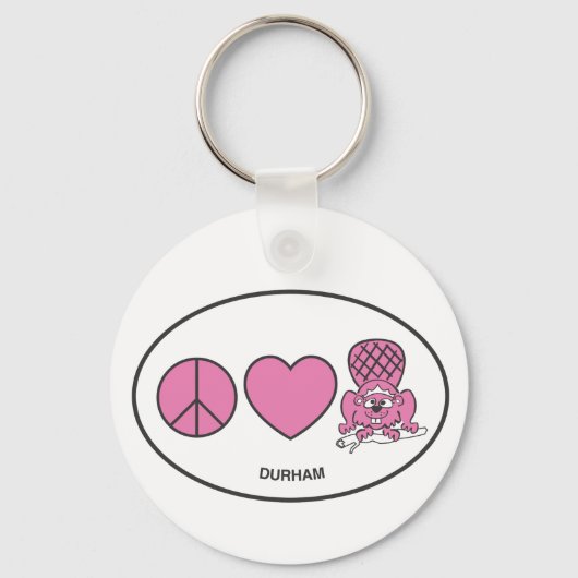 平和、愛、ビーバー キーホルダー (正面)