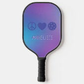「平和、愛、ピックボール」カスタムブルーパープル ピックルボールラケット (裏面)