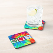 平和、愛、ピンクのフラミンゴ コースター (右側)