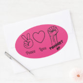 平和、愛、フェミニストAFホットピンク 楕円形シール (封筒)