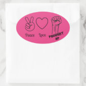 平和、愛、フェミニストAFホットピンク 楕円形シール (バッグ)