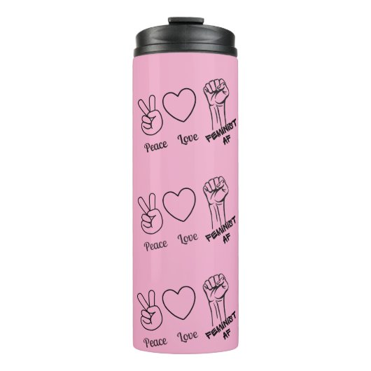 平和、愛、フェミニストAF – ウォーターボトル タンブラー (正面)