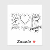 平和，愛，フェミニストAF – 透明ステッカー シール (シート)