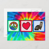 平和、愛、フェレット ポストカード (正面/裏面)