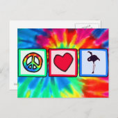 平和、愛、フラミンゴ ポストカード (正面/裏面)