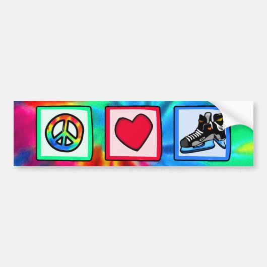 平和、愛、ホッケー バンパーステッカー (正面)