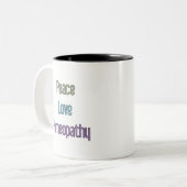 平和、愛、ホメオパシー ツートーンマグカップ (正面左)