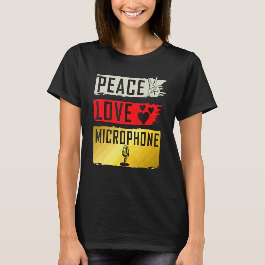平和 愛 マイクロフォン 楽器 音声 変換器 Tシャツ (正面)
