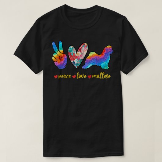 平和 愛 マルタ犬 Tシャツ (デザイン正面)