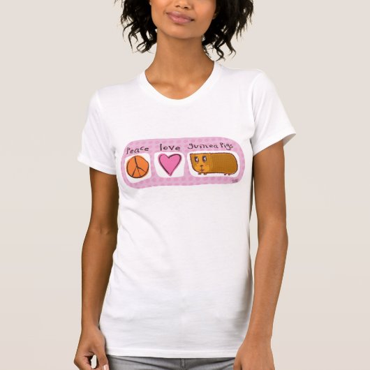 平和、愛、モルモット Tシャツ (正面)