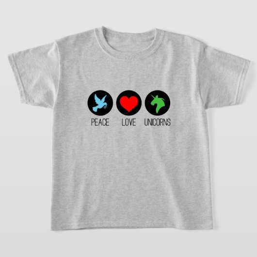 平和 愛 ユニコーン Tシャツ (レイダウン)
