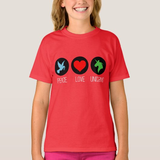 平和 愛 ユニコーン Tシャツ (正面)
