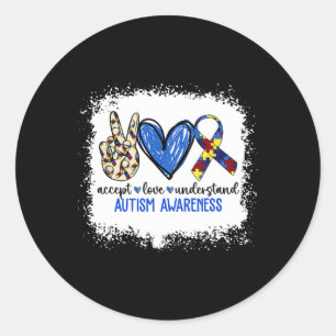 平和 愛 リボン 自閉症 Awareness 受け入れる 愛 理解する ラウンドシール