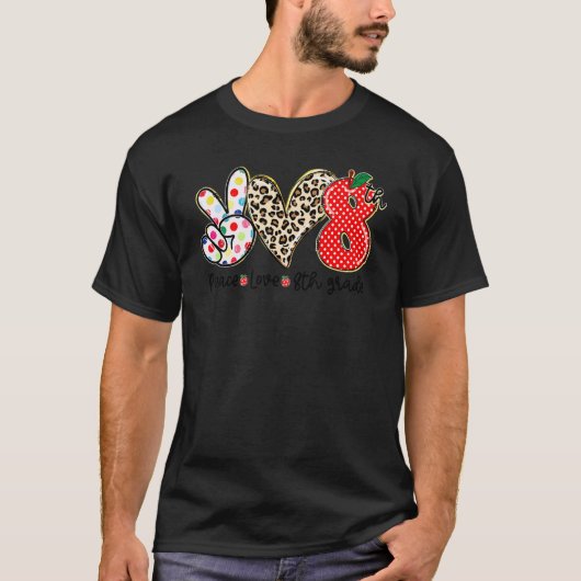 平和 愛 中学2年生 先生 生徒 教員 再開 Tシャツ (正面)
