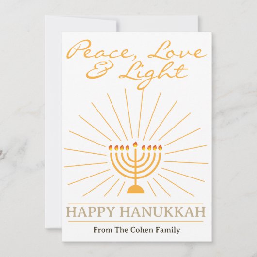 平和、愛、光 |ハヌカー家族の写真 シーズンカード (正面)