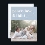 平和 愛 光 水色 ハヌカの写真 シーズンポストカード<br><div class="desc">平和、愛、光。 ｜ このカスタマイズ可能なハヌカのポストカードで、家族や友人にハヌカのご挨</div>