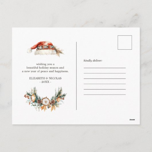 平和、愛、光 | Bohoクリスマスの願い シーズンポストカード (裏面)