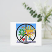 平和、愛、受け入れ – 平和の標識 ポストカード (スタンド正面)