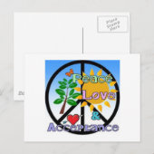 平和、愛、受け入れ – 平和の標識 ポストカード (正面/裏面)