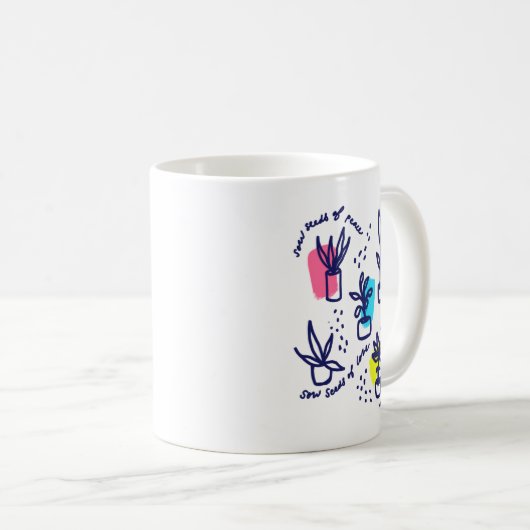 平和、愛、喜びの種をまく感動的- コーヒーマグカップ (正面右)