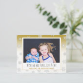 平和、愛、喜びを願う 写真クリスマスカード ポストカード (スタンド正面)