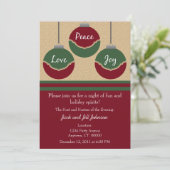 平和、愛、喜びクリスマスパーティー招待状 招待状 (スタンド正面)