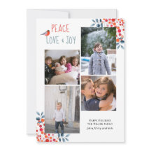 平和、愛、喜びクリスマス4枚の写真コラージュカード