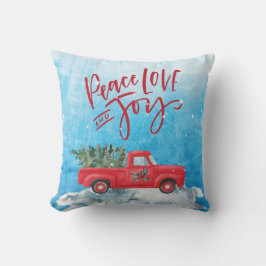 平和、愛、喜びヴィンテージレッドトラッククリスマス クッション