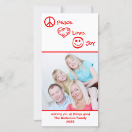 平和、愛、喜び垂直 – フォトカード シーズンカード