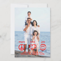 平和、愛、喜び垂直 – 3x5クリスマスカード