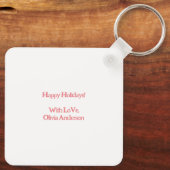 平和、愛、喜び – かわいいレトロクリスマスツリー キーホルダー (裏面)