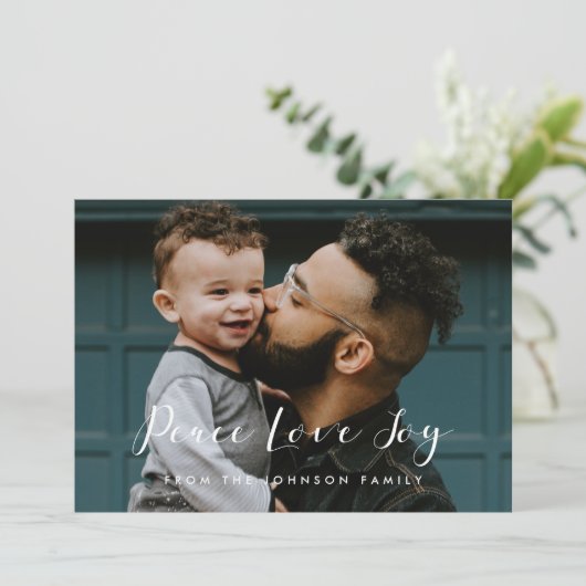 平和 愛 喜び エレガントなカリグラフィー写真 シーズンカード (スタンド正面)