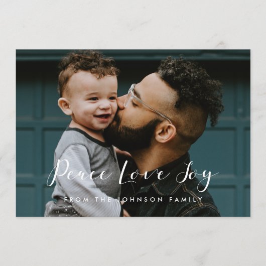 平和 愛 喜び エレガントなカリグラフィー写真 シーズンカード (正面)