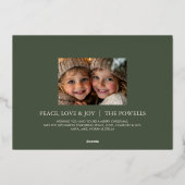 平和 愛 喜び エレガントなタイポグラフィー サージブリーン ゴールド 箔シーズンカード (裏面)