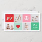 平和 愛 喜び カラー スクエア ブロック ミニマル 4 枚写真 シーズンカード (正面)