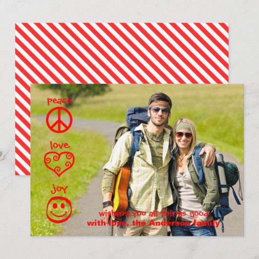 平和、愛、喜び – クリスマスカード (正面/裏面)