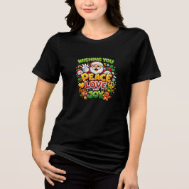 平和 愛 喜び サンタ クリスマス グラフィック トライブレンドTシャツ