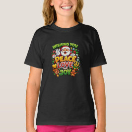 平和 愛 喜び サンタ クリスマス グラフィック Tシャツ
