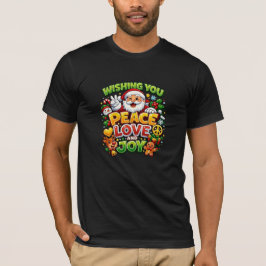 平和 愛 喜び サンタ クリスマス グラフィック Tシャツ