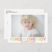 平和 愛 喜び タイポグラフィー 休暇 写真 シーズンポストカード (正面/裏面)