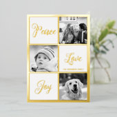 平和 愛 喜び フォト クリスマス 本物 箔シーズンカード (立ち正面)