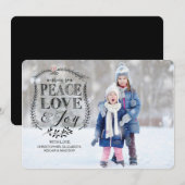 平和 愛 & 喜び フラット クリスマス ホリデー フォト カード (正面/裏面)