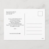 平和 愛 喜び | モダンな手書きフォントの写真 シーズンポストカード (裏面)