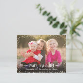 平和 愛 喜び モダン シック タイポグラフィ カスタム フォト シーズンポストカード (スタンド正面)